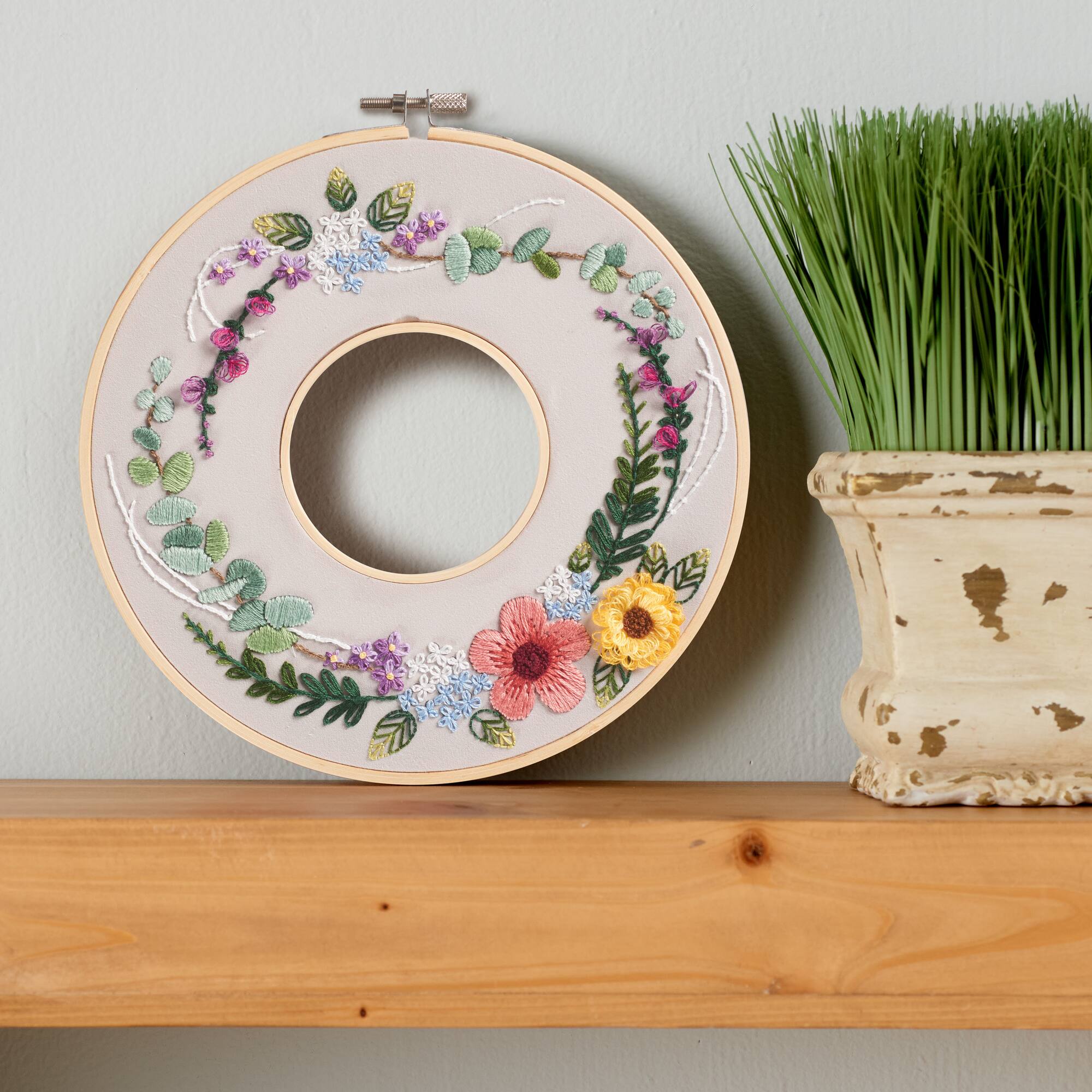 8" Floral Ring Embroidery Kit by Loops & Threads®